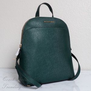 Michael Kors Large Emmy Leather Backpack Green